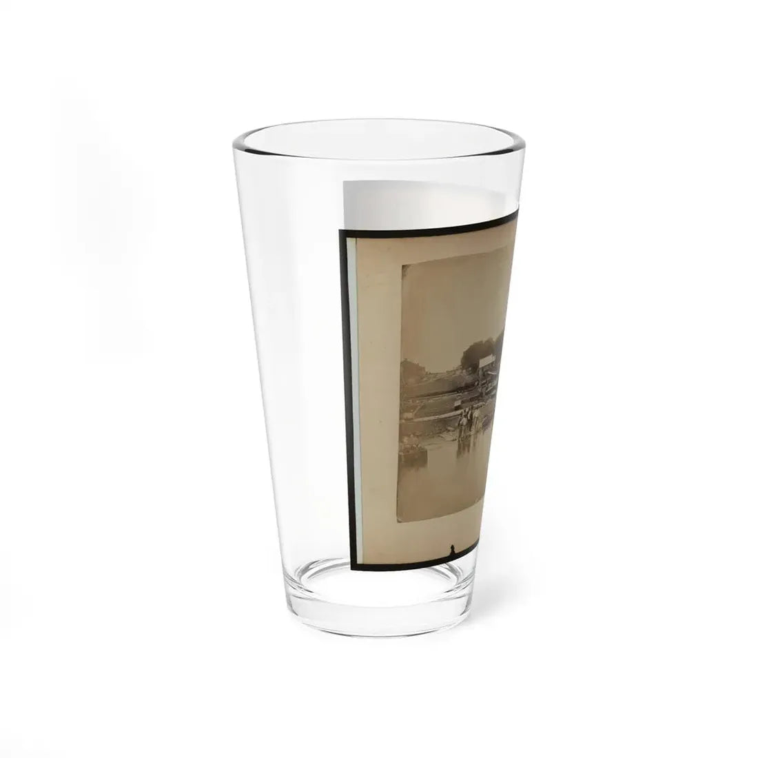 Military Construction In Northern Virginia Men Sitting In Blanket Boats Strapped Together On The Potomac River (U.S. Civil War) Pint Glass 16oz - Go Mug Yourself
