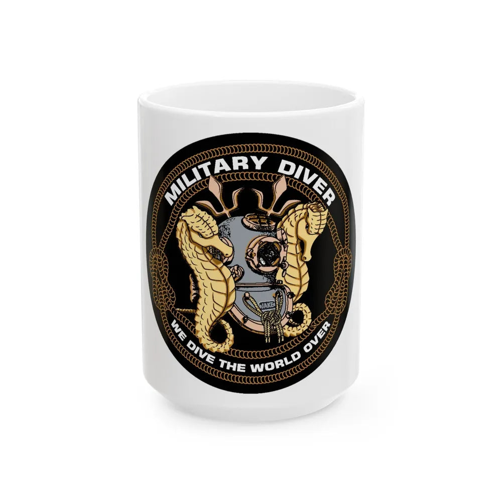 Military Diver (U.S. Navy) White Coffee Mug-15oz-Go Mug Yourself