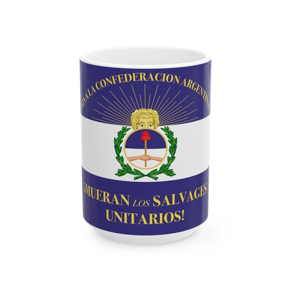 Military Flag of Argentine Confederation (Argentina) White Coffee Mug 15oz - Go Mug Yourself