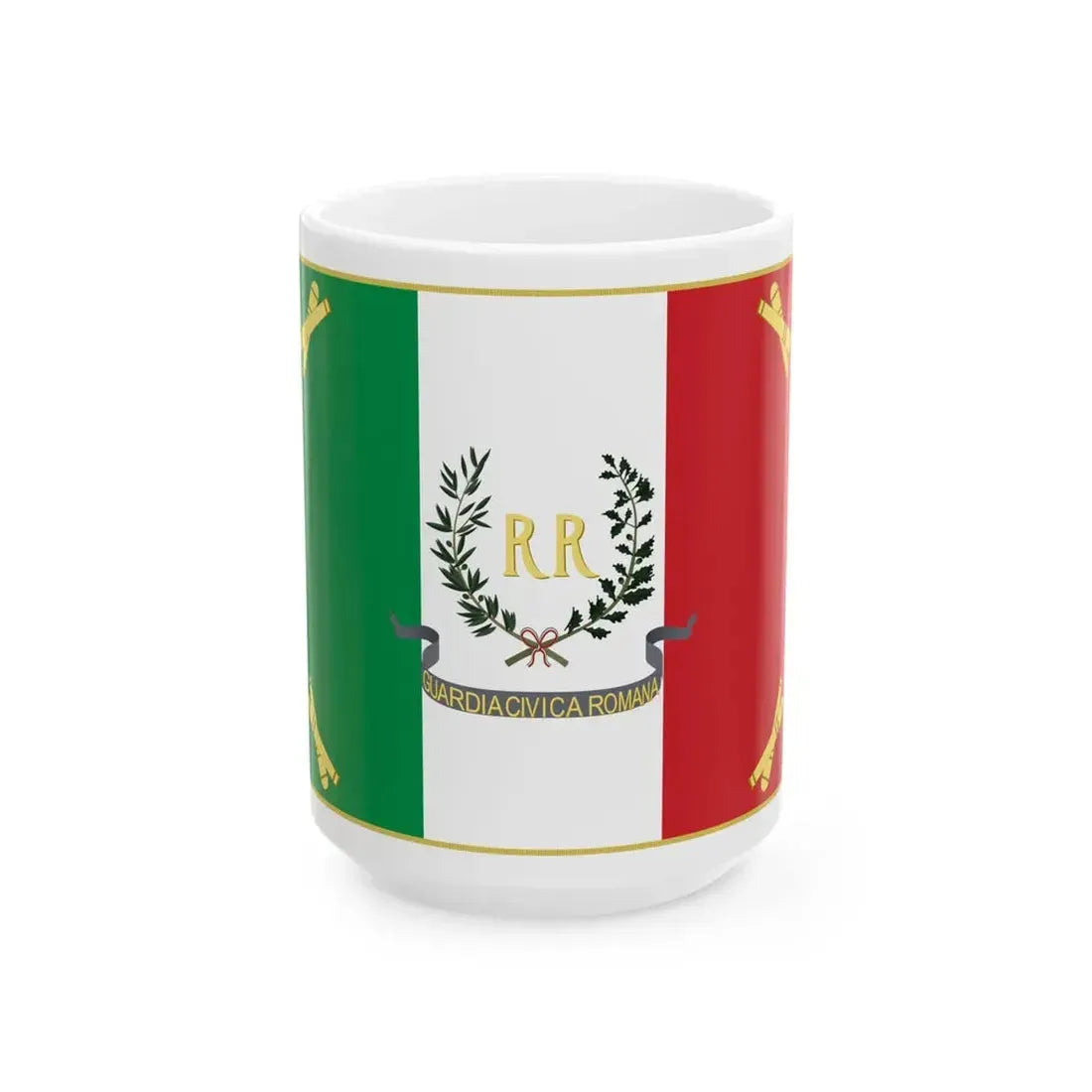 Military flag of the Roman Republic 19th century (Italy) White Coffee Mug 15oz - Go Mug Yourself