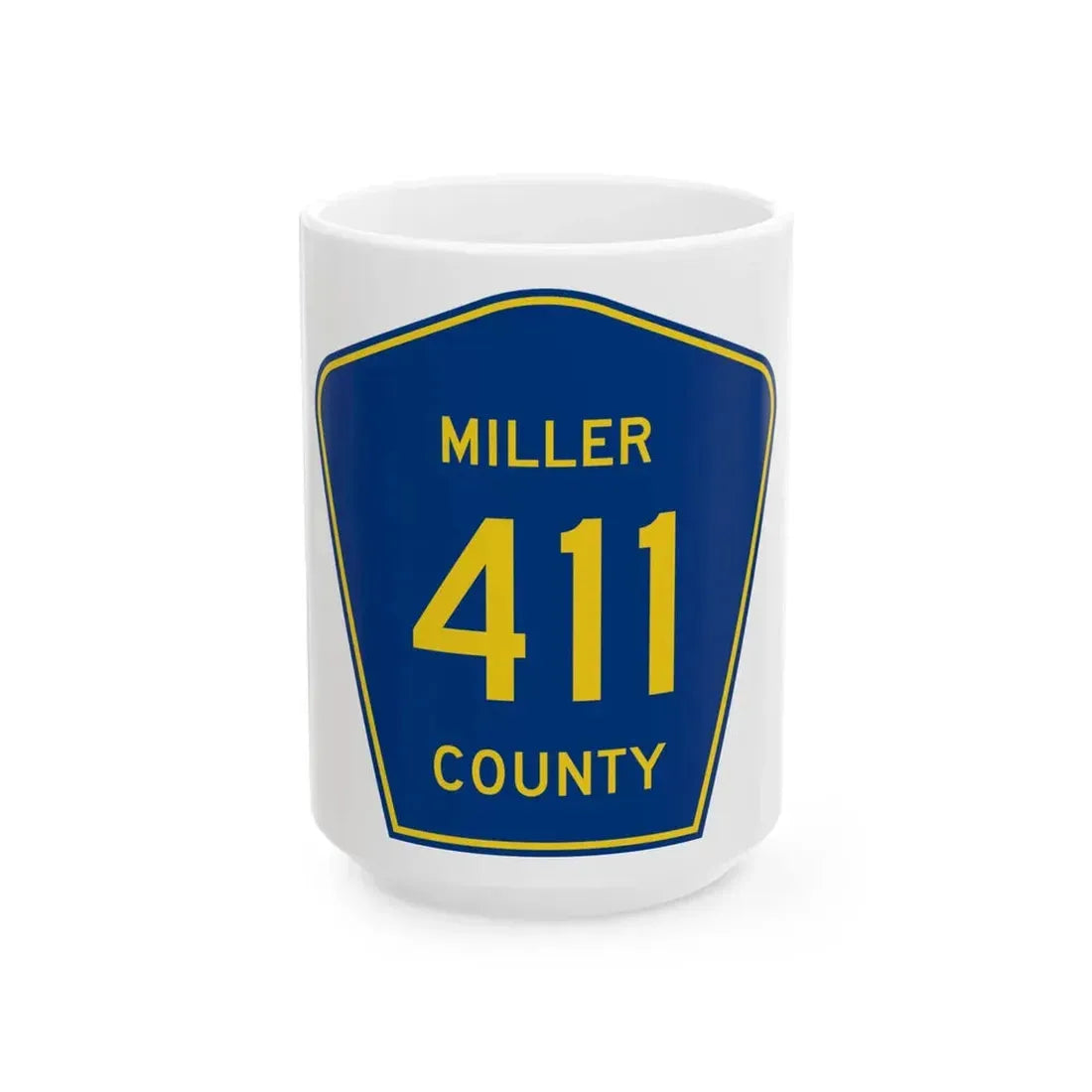 Miller County Route 411 AR (Arkansas) (Road Sign) White Coffee Mug 15oz - Go Mug Yourself