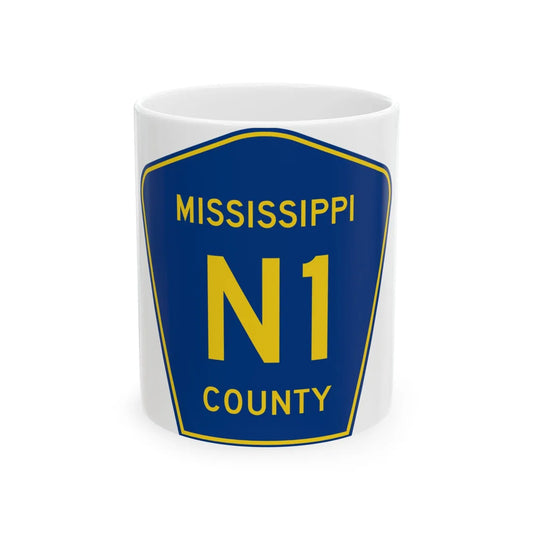 Mississippi County Route N1 AR (Arkansas) (Road Sign) White Coffee Mug 11oz - Go Mug Yourself