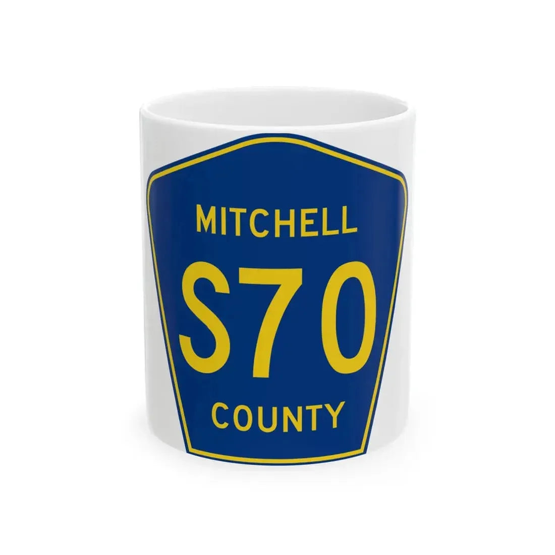 Mitchell County Route S70 IA (Iowa) (Road Sign) White Coffee Mug 11oz - Go Mug Yourself