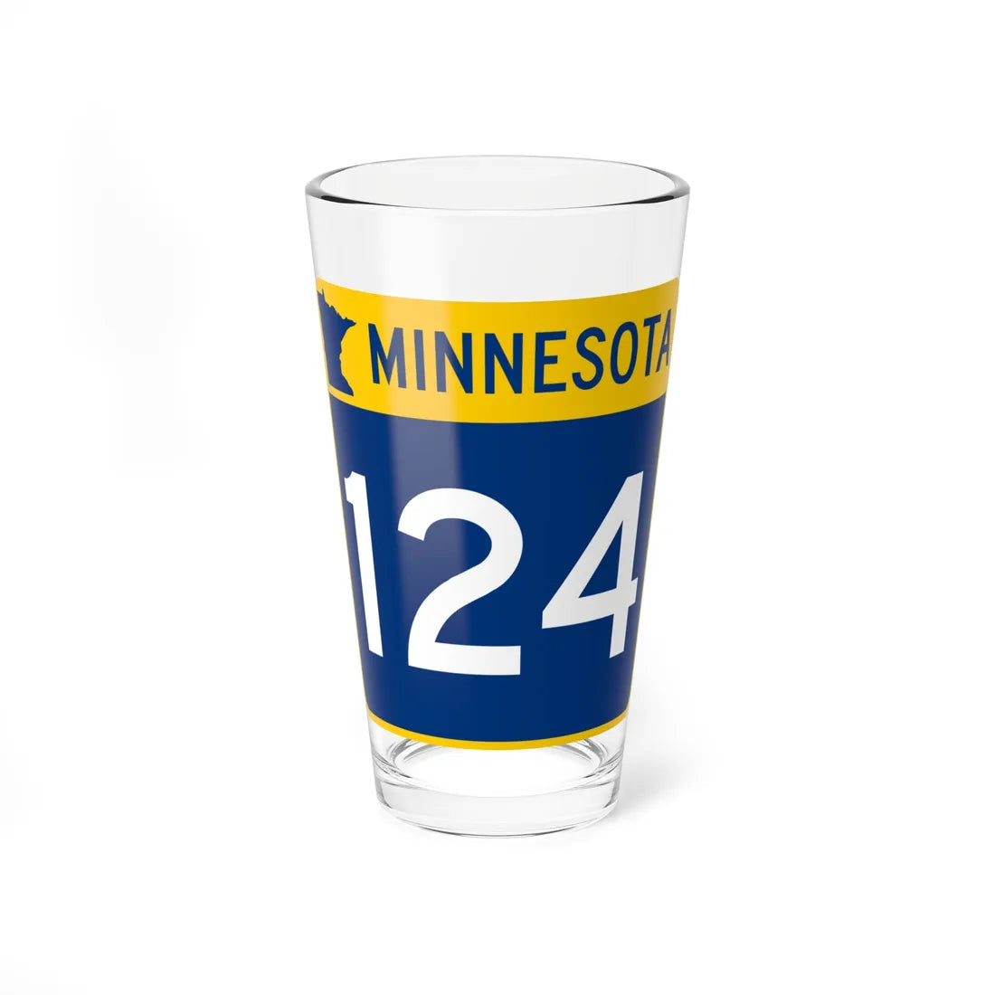 MN-124 (Minnesota) (Road Sign) Pint Glass 16oz - Go Mug Yourself