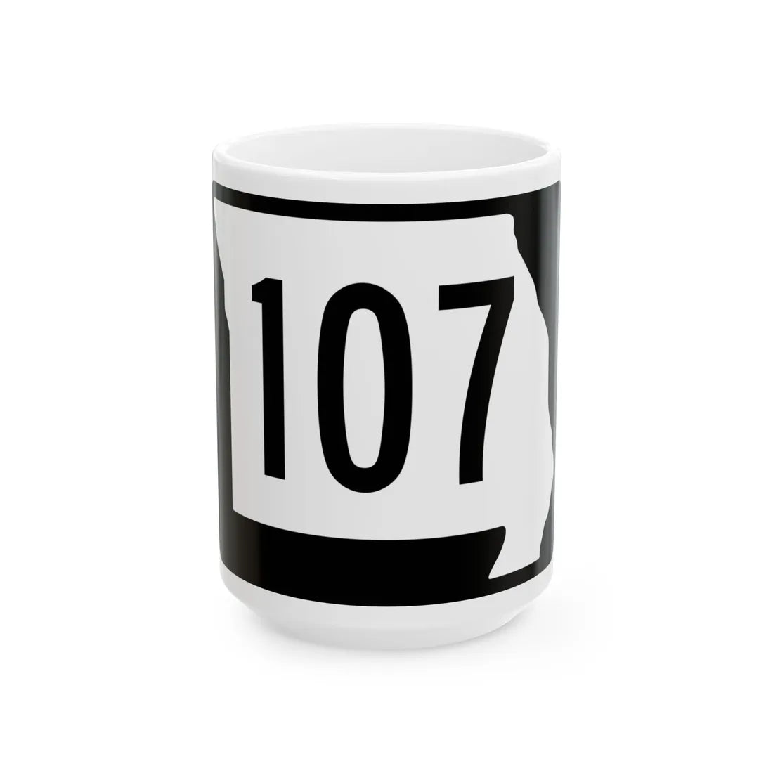 MO-107 (Missouri) (Road Sign) White Coffee Mug 15oz - Go Mug Yourself