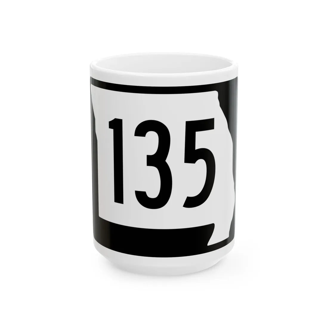 MO-135 (Missouri) (Road Sign) White Coffee Mug 15oz - Go Mug Yourself