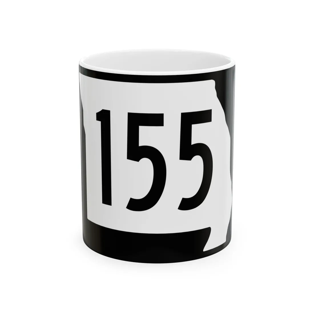 MO-155 (Missouri) (Road Sign) White Coffee Mug 11oz - Go Mug Yourself