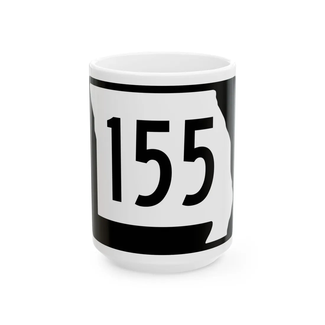 MO-155 (Missouri) (Road Sign) White Coffee Mug 15oz - Go Mug Yourself