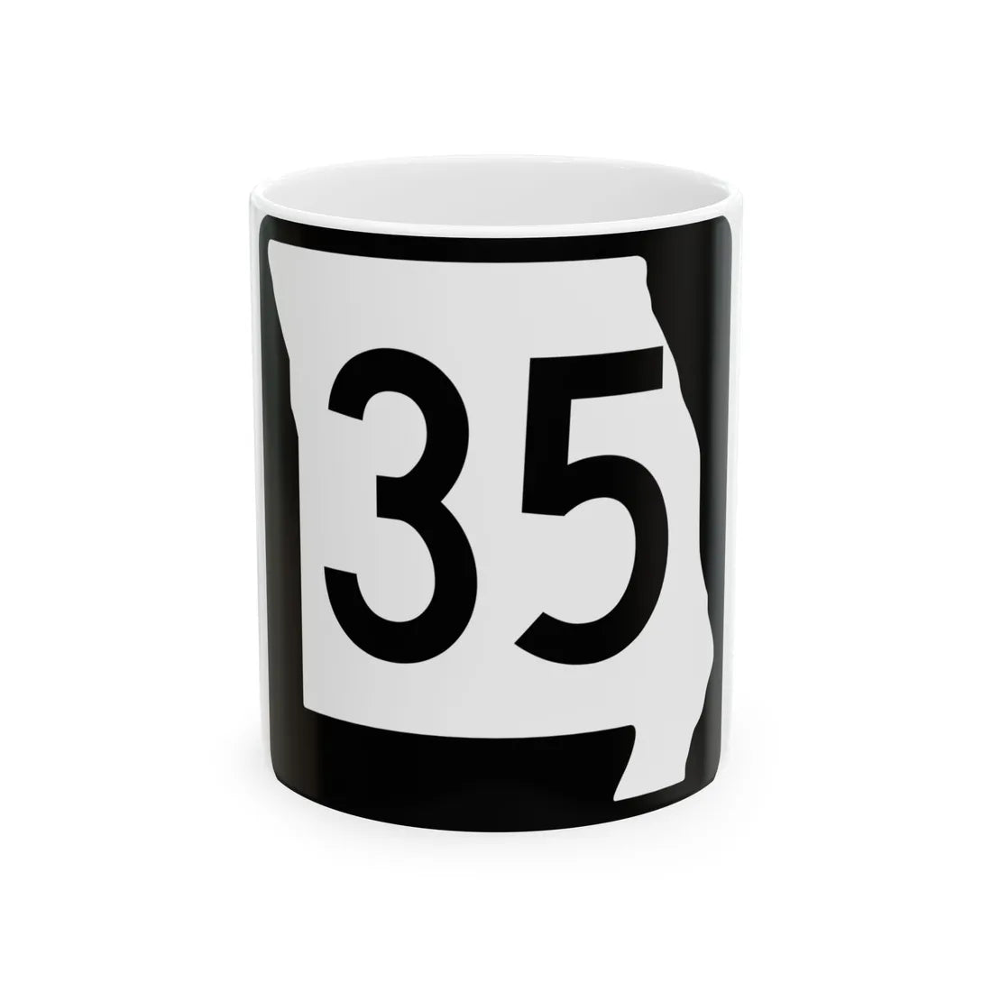 MO-35 (Missouri) (Road Sign) White Coffee Mug 11oz - Go Mug Yourself
