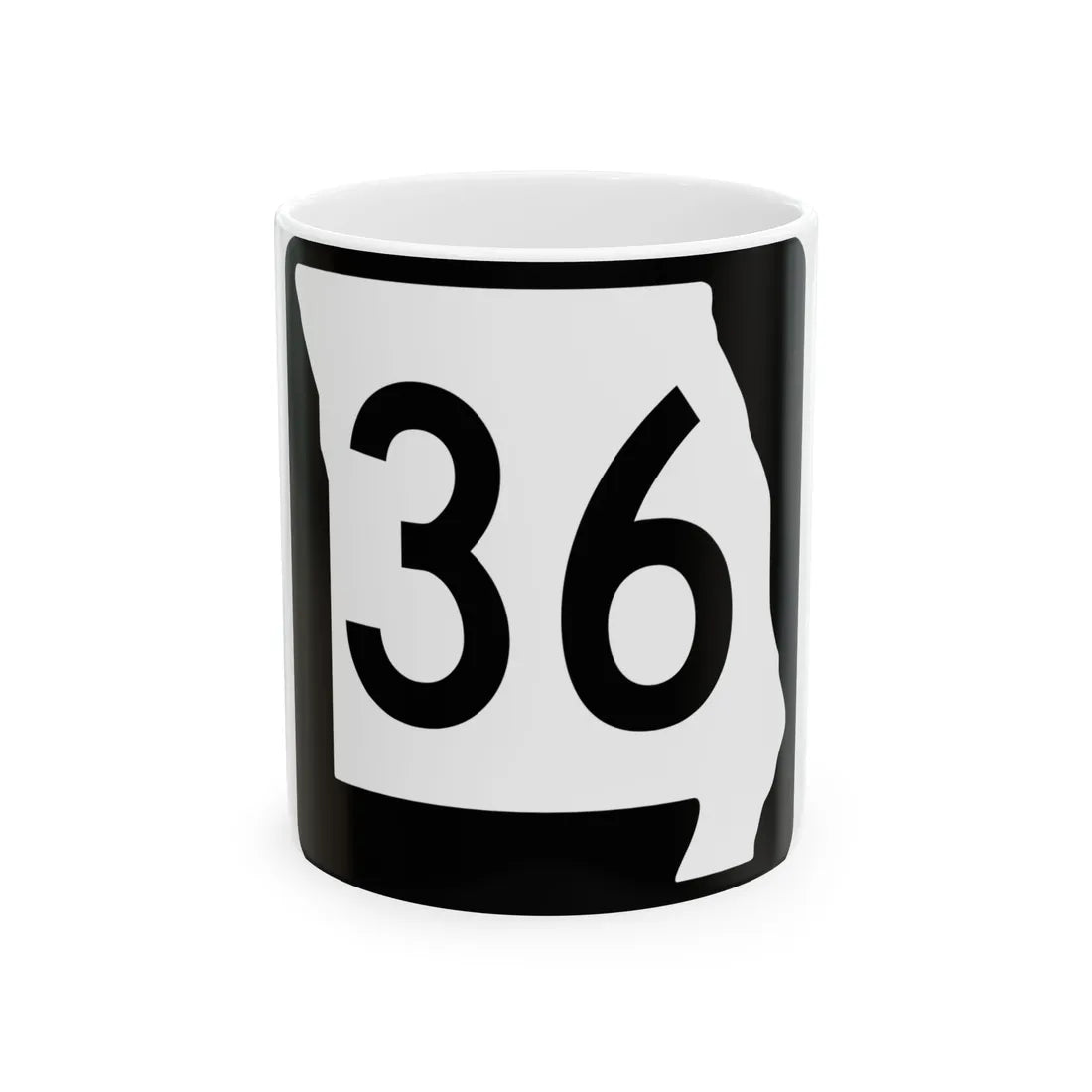 MO-36 (Missouri) (Road Sign) White Coffee Mug 11oz - Go Mug Yourself