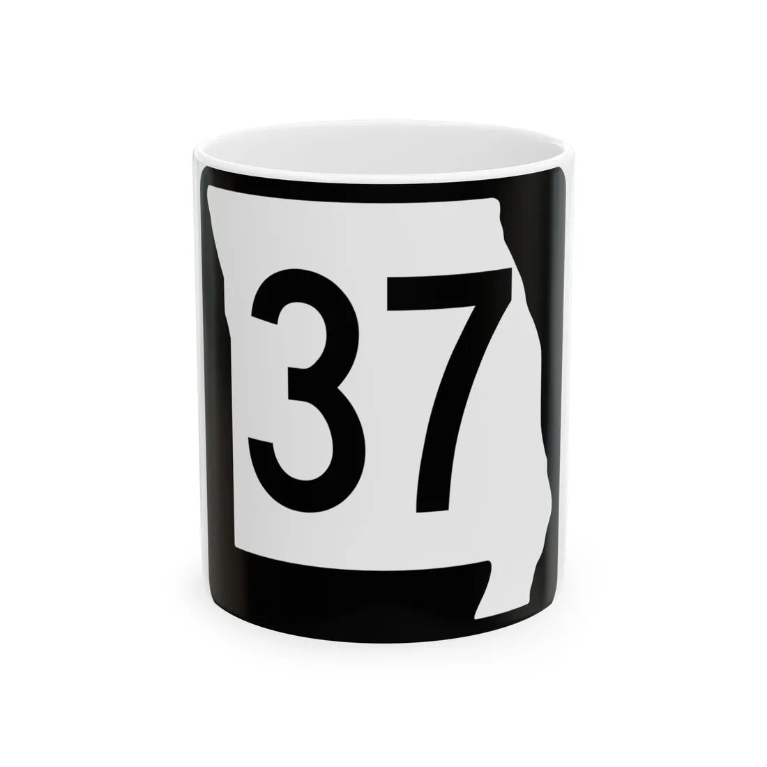 MO-37 (Missouri) (Road Sign) White Coffee Mug 11oz - Go Mug Yourself