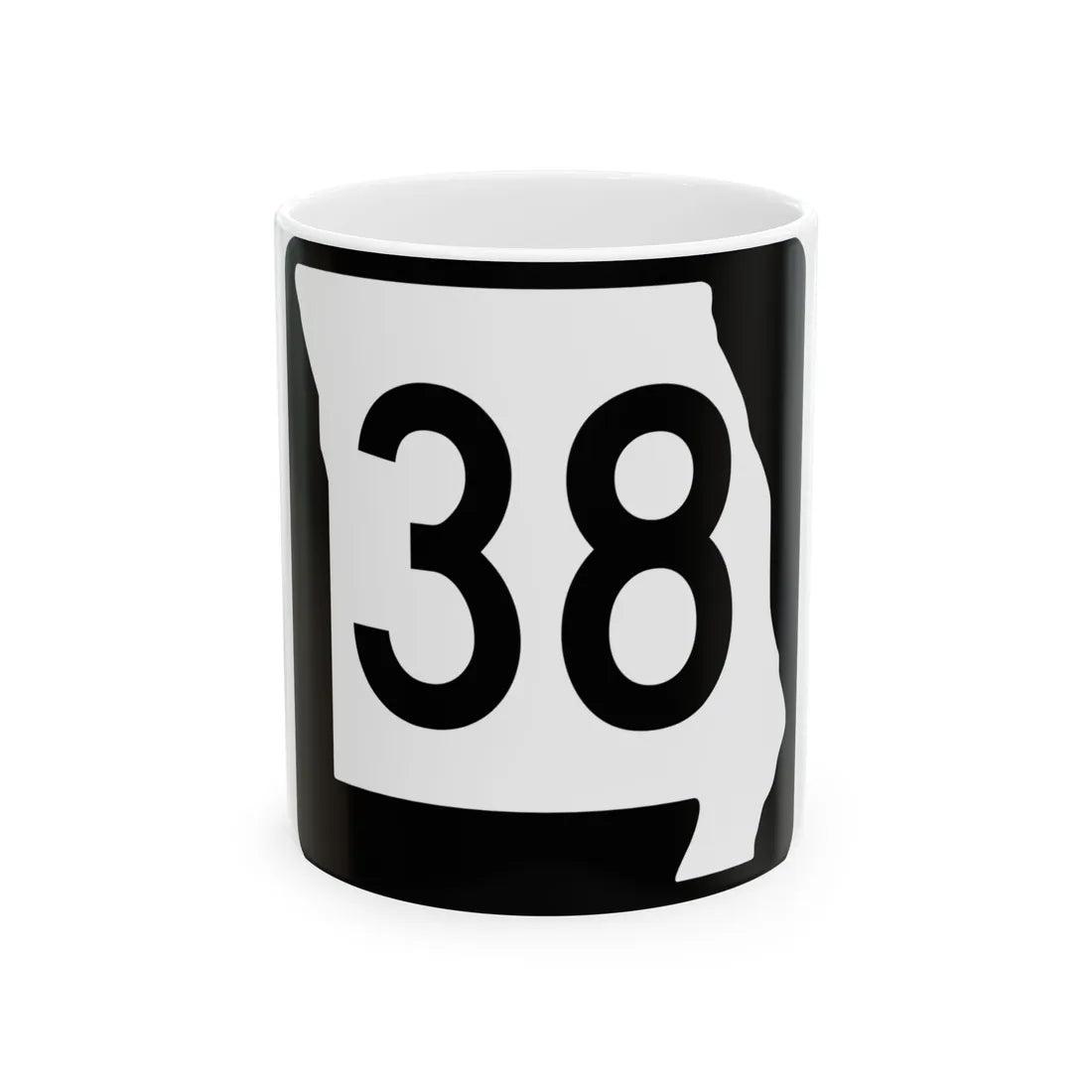 MO-38 (Missouri) (Road Sign) White Coffee Mug 11oz - Go Mug Yourself