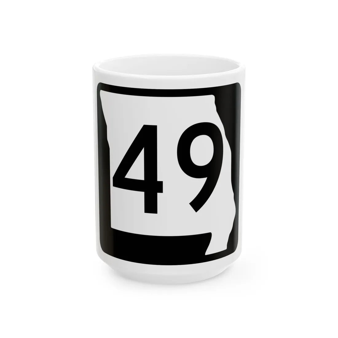 MO-49 (Missouri) (Road Sign) White Coffee Mug 15oz - Go Mug Yourself