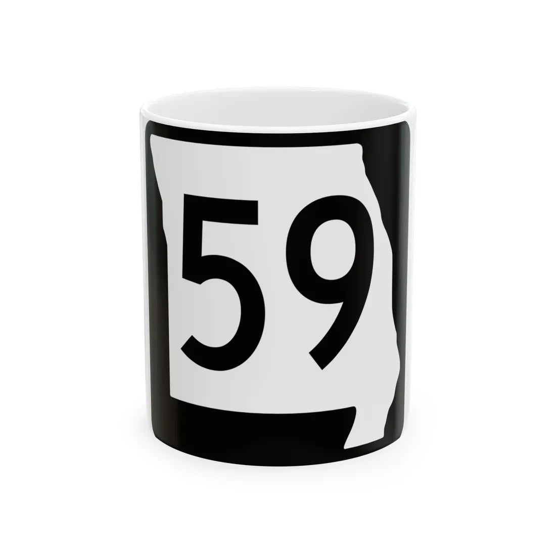MO-59 (Missouri) (Road Sign) White Coffee Mug 11oz - Go Mug Yourself