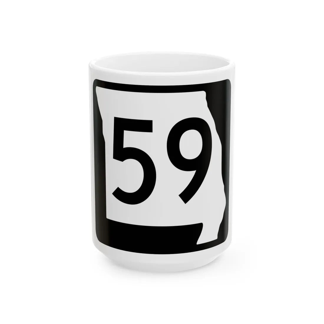 MO-59 (Missouri) (Road Sign) White Coffee Mug 15oz - Go Mug Yourself