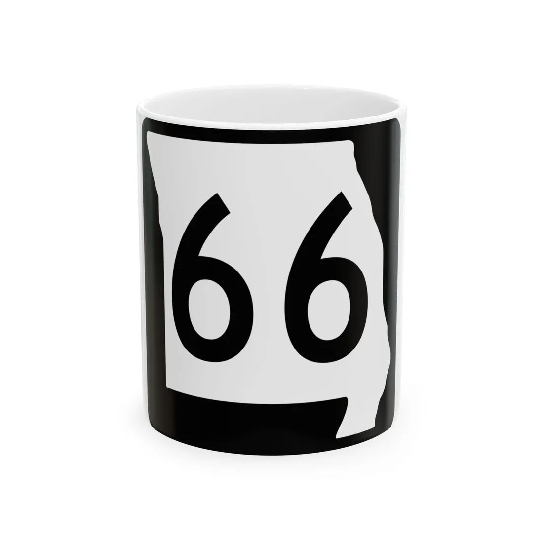 MO-66 (Missouri) (Road Sign) White Coffee Mug 11oz - Go Mug Yourself