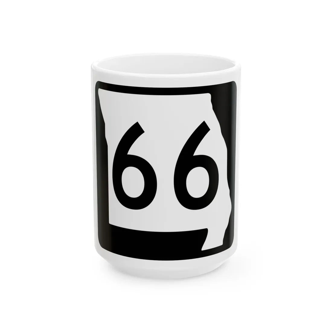 MO-66 (Missouri) (Road Sign) White Coffee Mug 15oz - Go Mug Yourself