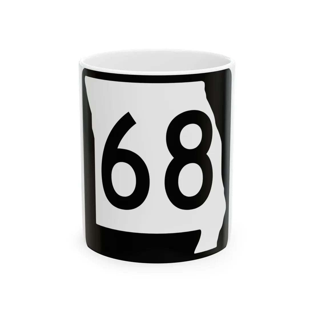 MO-68 (Missouri) (Road Sign) White Coffee Mug 11oz - Go Mug Yourself
