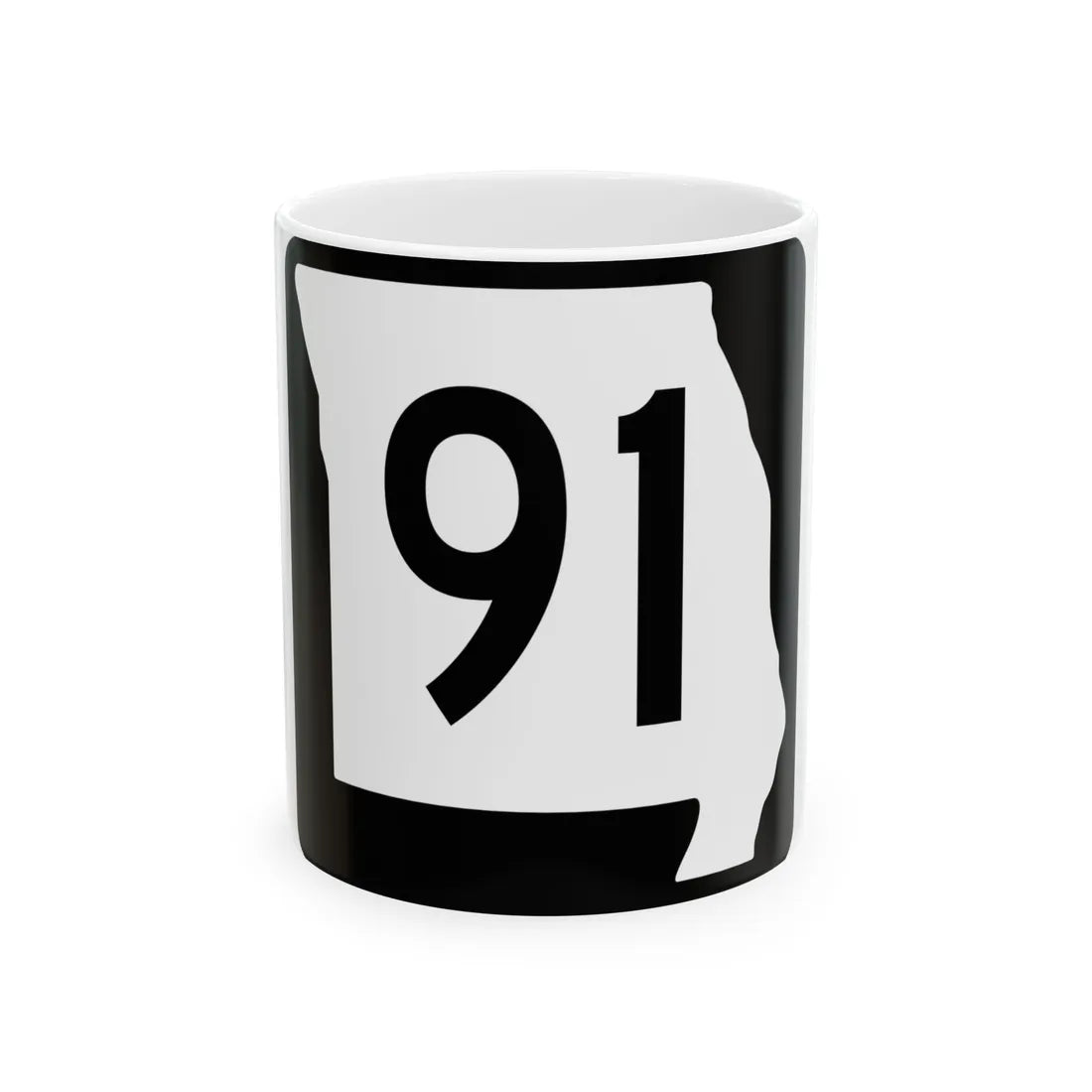 MO-91 (Missouri) (Road Sign) White Coffee Mug 11oz - Go Mug Yourself