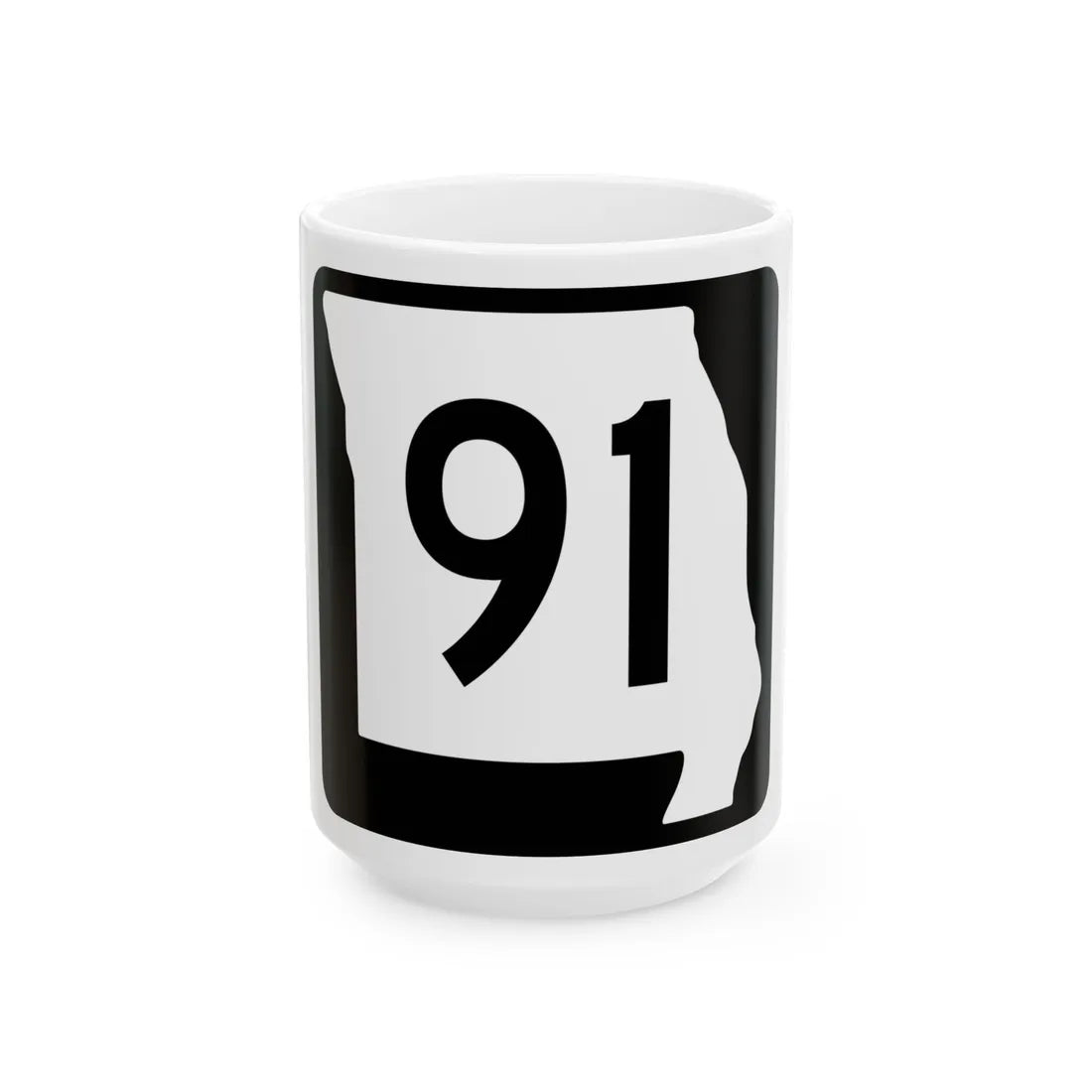MO-91 (Missouri) (Road Sign) White Coffee Mug 15oz - Go Mug Yourself