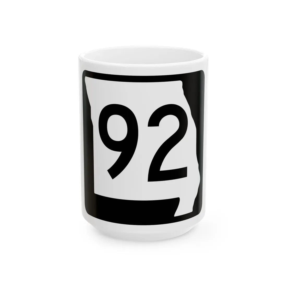 MO-92 (Missouri) (Road Sign) White Coffee Mug 15oz - Go Mug Yourself