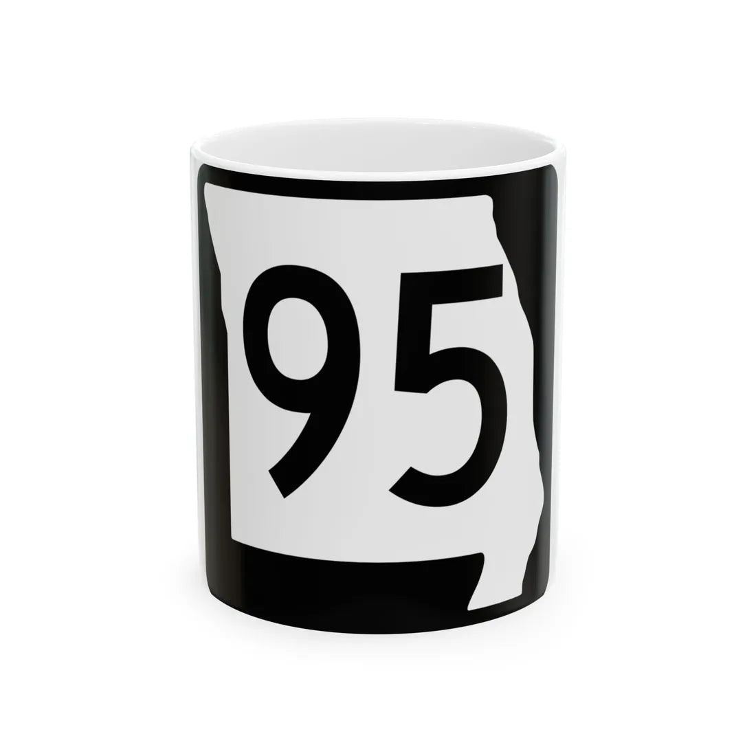 MO-95 (Missouri) (Road Sign) White Coffee Mug 11oz - Go Mug Yourself