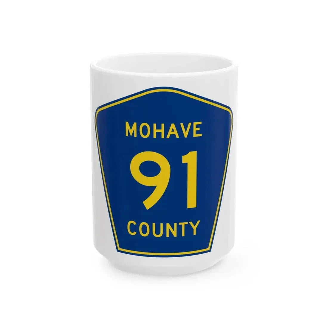Mohave County 91 (Arizona) (Road Sign) White Coffee Mug 15oz - Go Mug Yourself