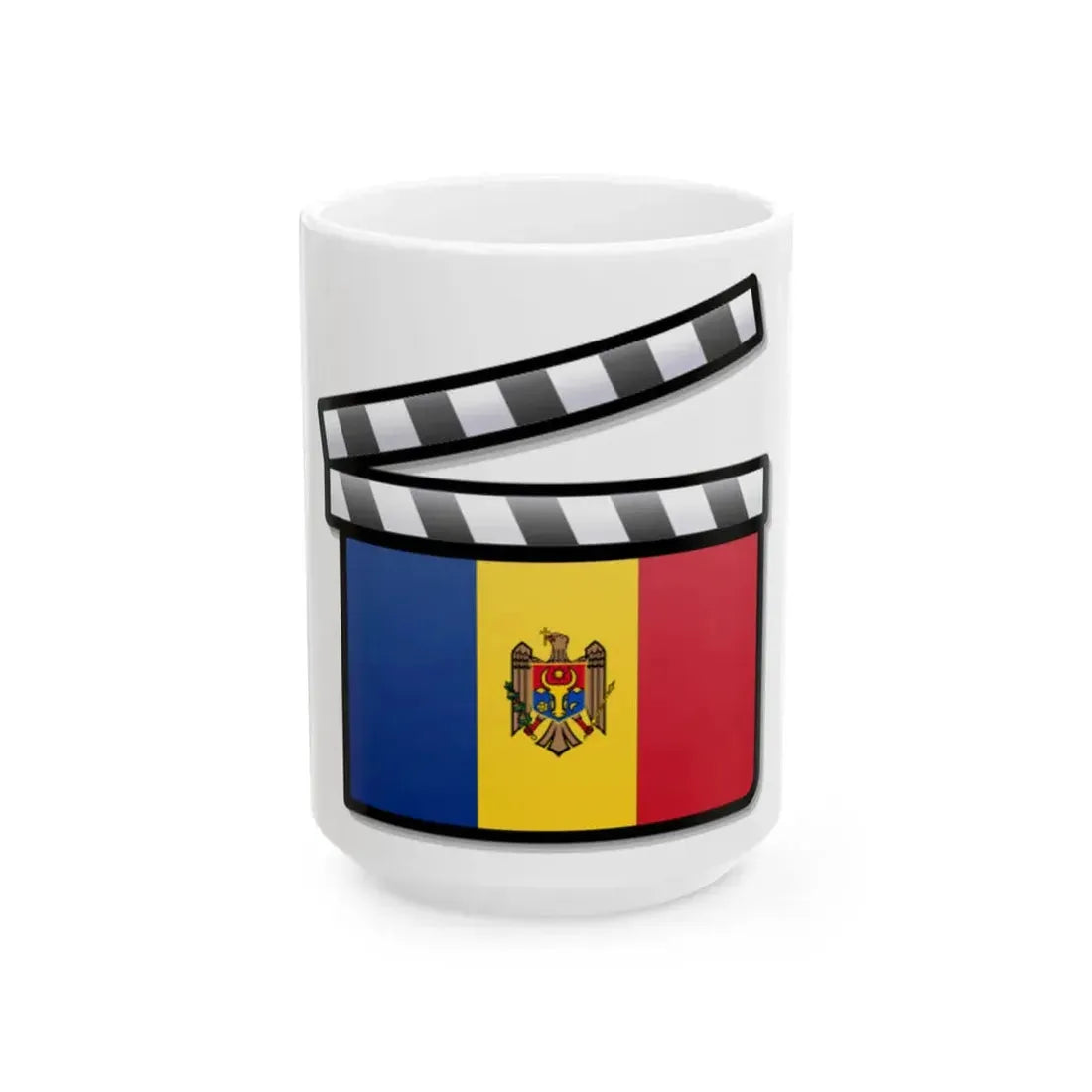 Moldova film clapperboard (Moldova) White Coffee Mug 15oz - Go Mug Yourself