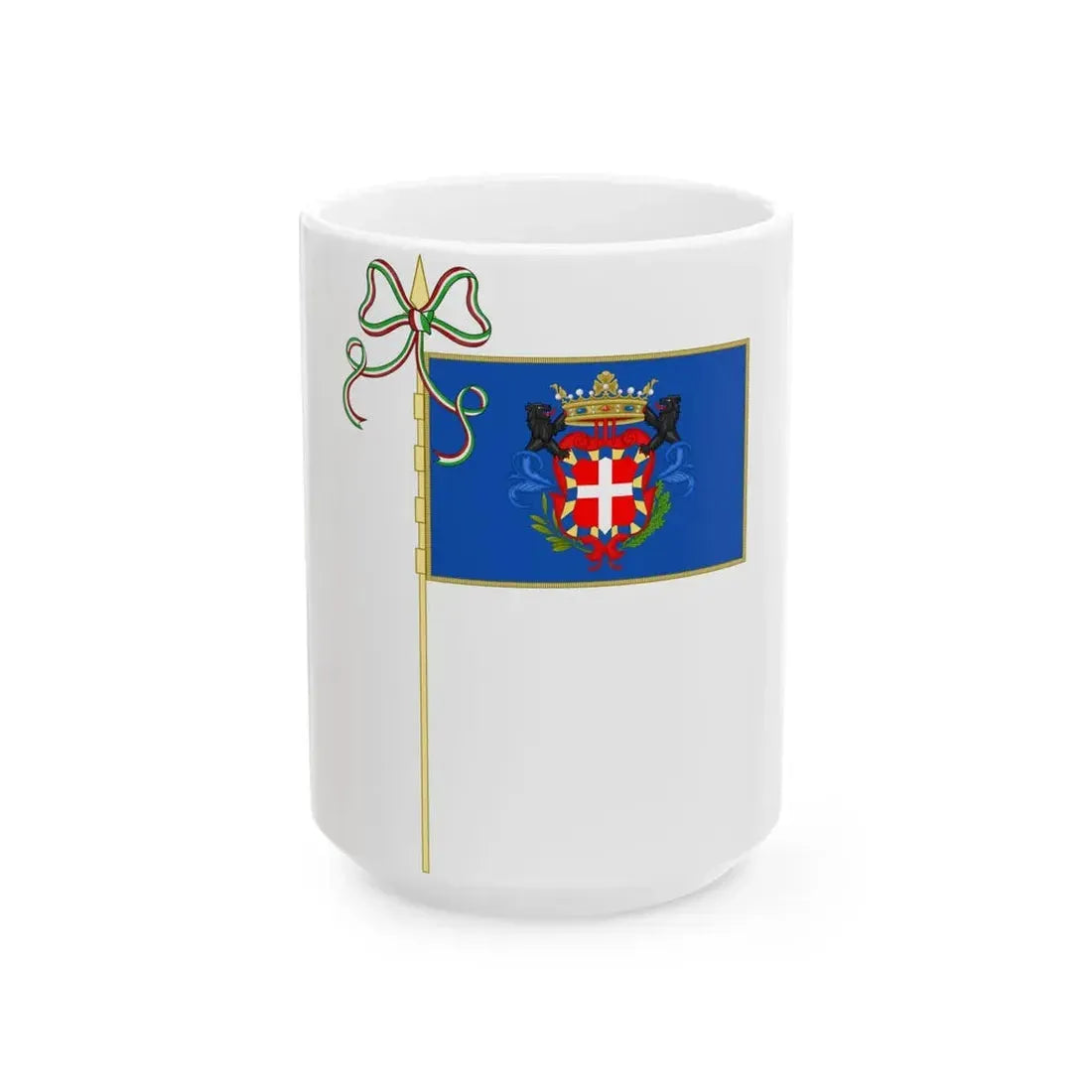 Moncalieri-Bandiera Completa (Italy) White Coffee Mug 15oz - Go Mug Yourself