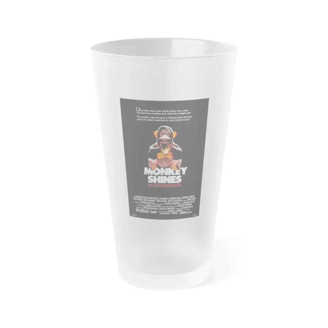 MONKEY SHINES 1988 Movie Poster - Frosted Pint Glass 16oz 16oz Frosted - Go Mug Yourself
