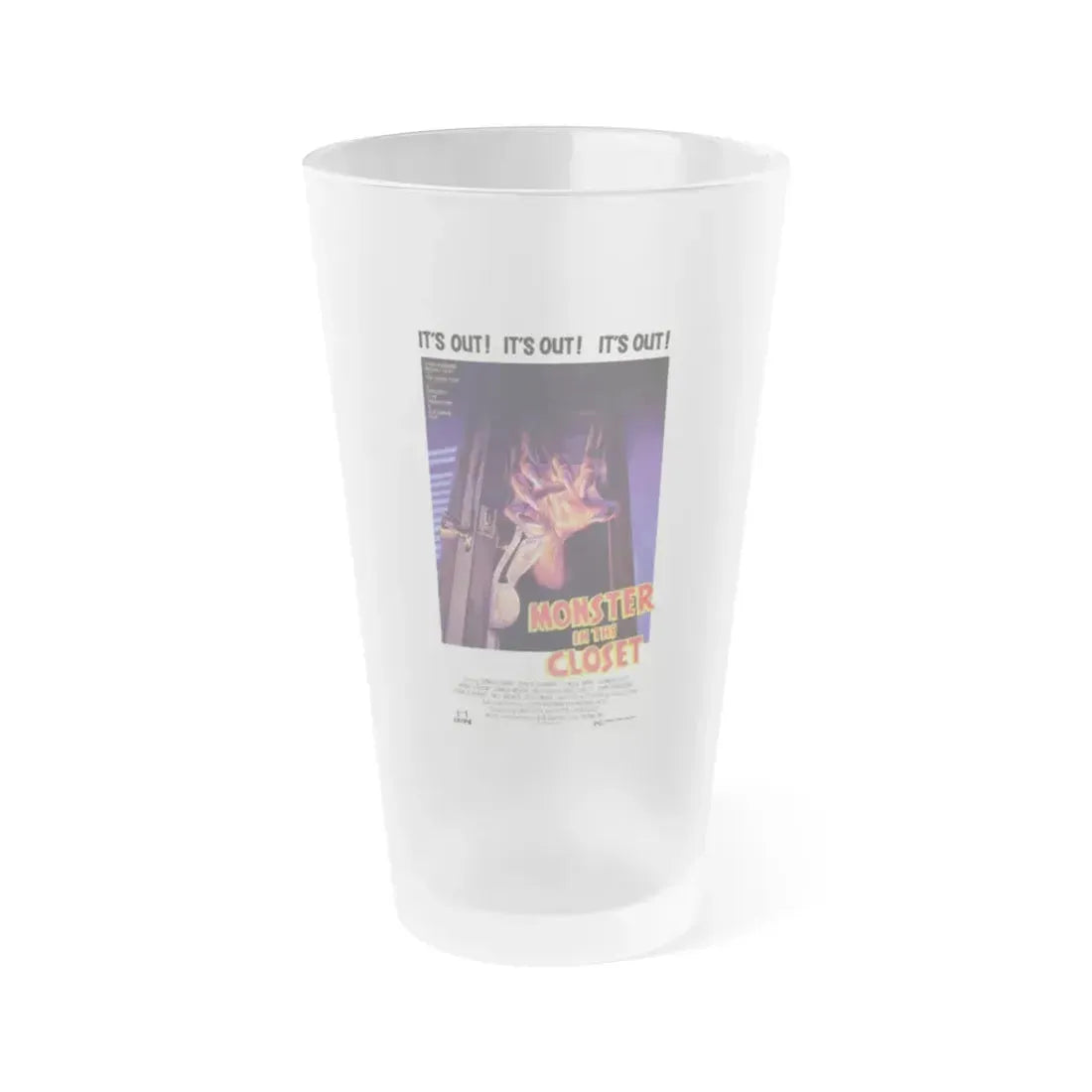 MONSTER IN THE CLOSET 1986 Movie Poster - Frosted Pint Glass 16oz 16oz Frosted - Go Mug Yourself