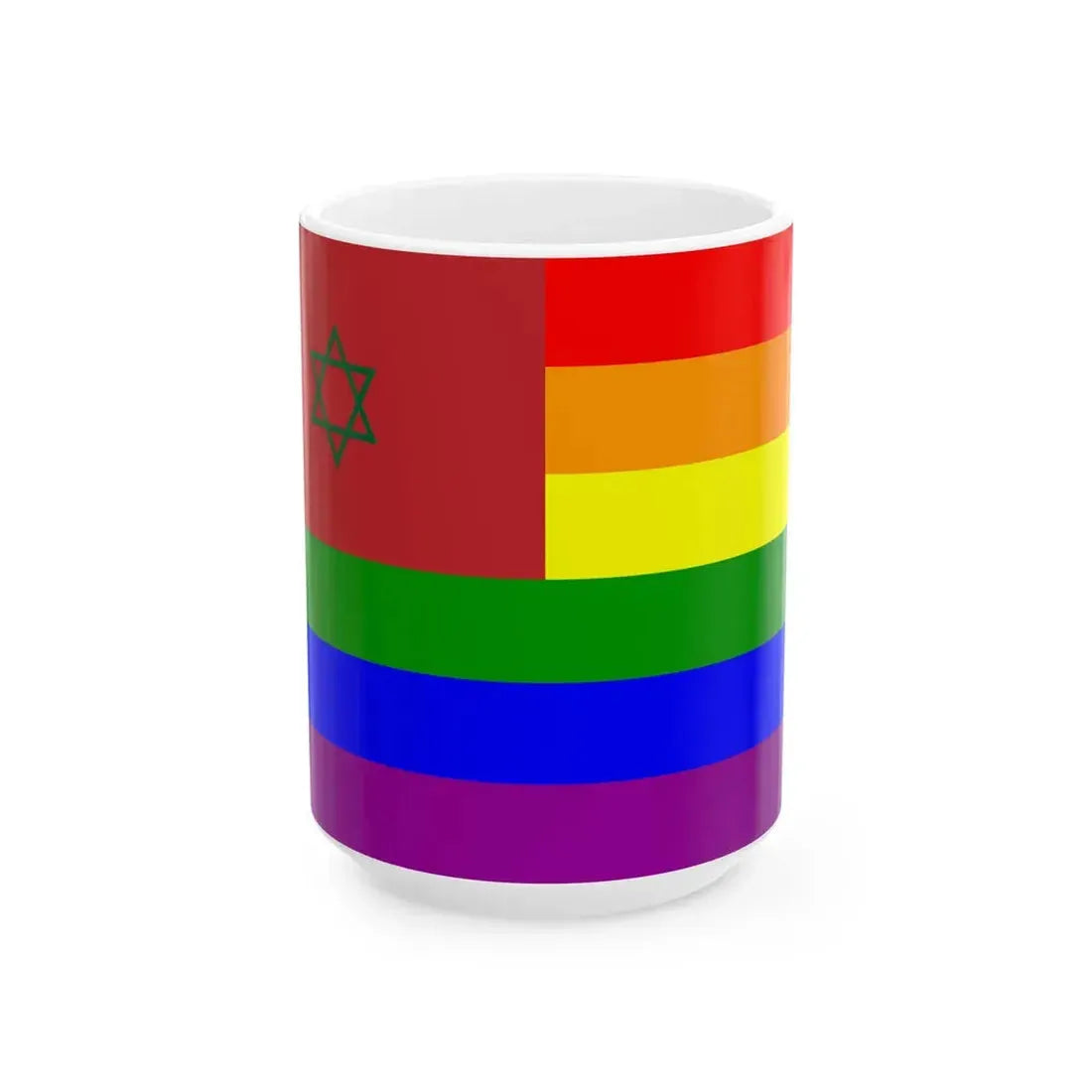 Morocco Rainbow Flag hexagram (Morocco) White Coffee Mug 15oz - Go Mug Yourself