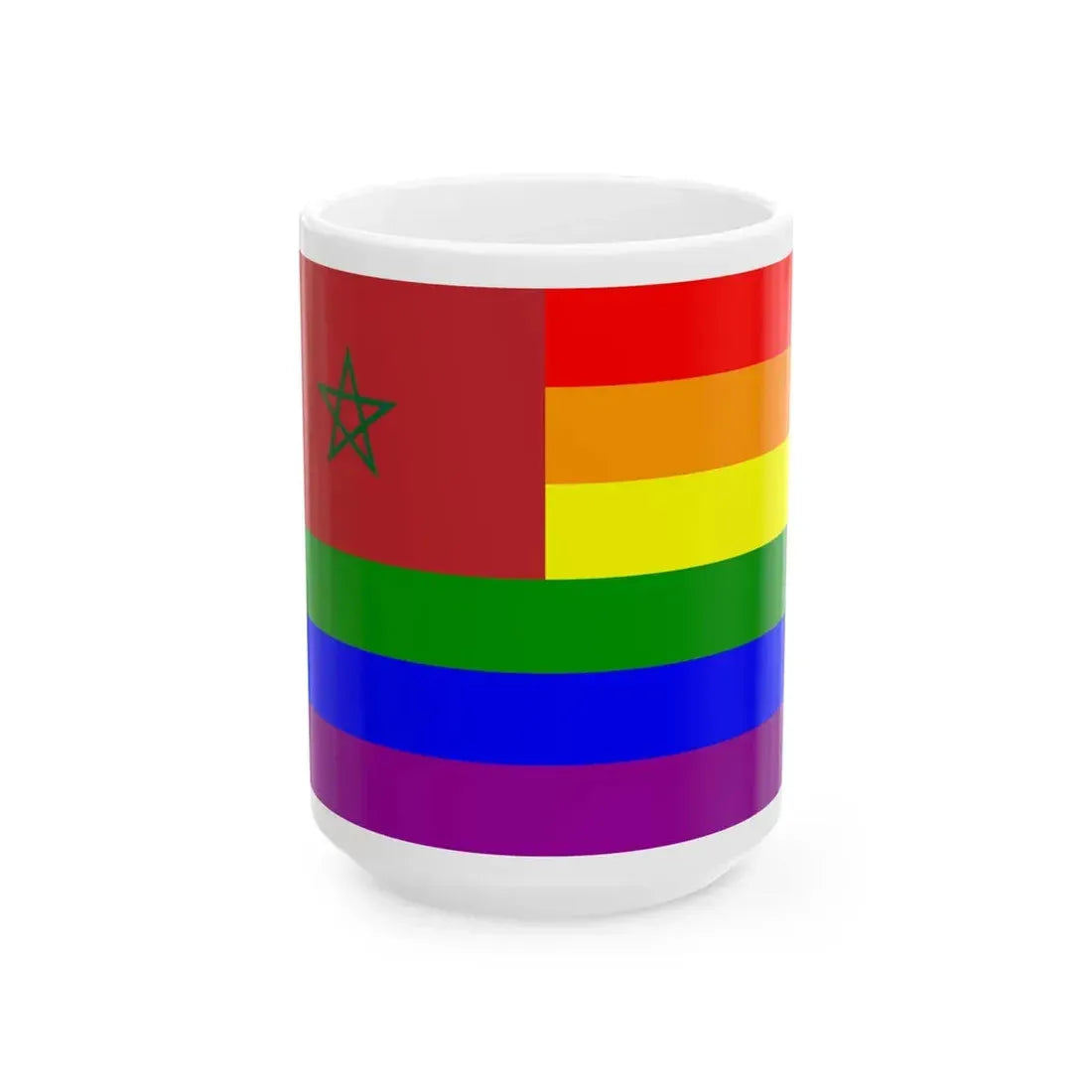 Morocco Rainbow Flag (Morocco) White Coffee Mug 15oz - Go Mug Yourself