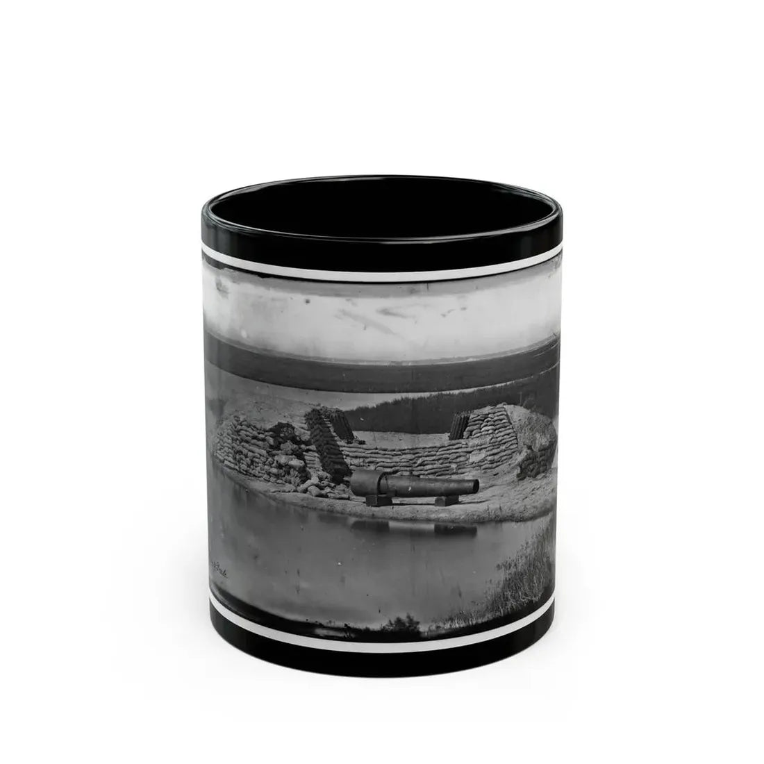 Morris Island, South Carolina. Battery Hays. One 8-Inch Parrot Rifle Dismounted. Breaching Battery Against Fort Sumter (U.S. Civil War) Black Coffee Mug 11oz - Go Mug Yourself