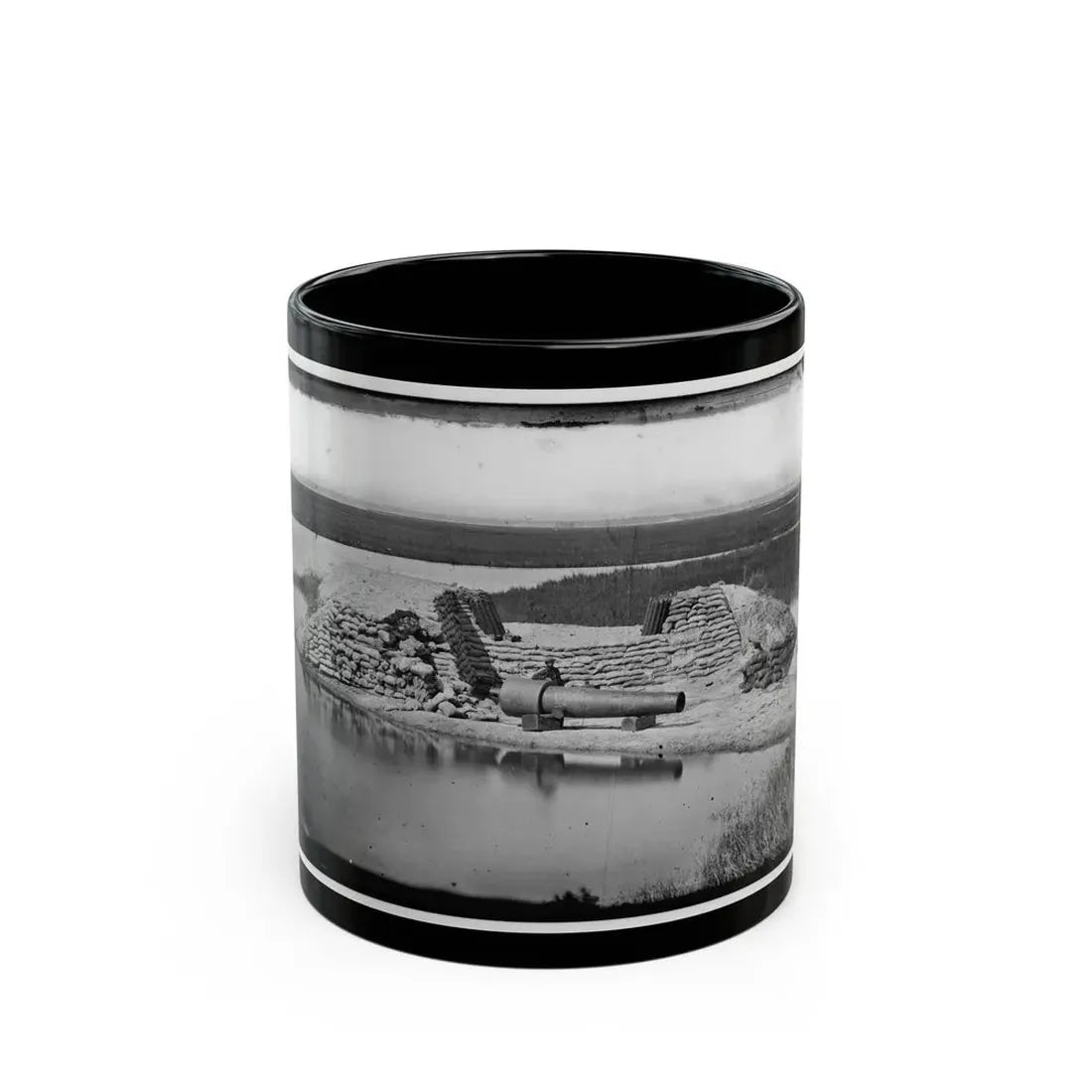 Morris Island, South Carolina. Battery Hays. One 8-Inch Parrot Rifle, Dismounted. Breaching Battery Against Fort Sumter (U.S. Civil War) Black Coffee Mug 11oz - Go Mug Yourself