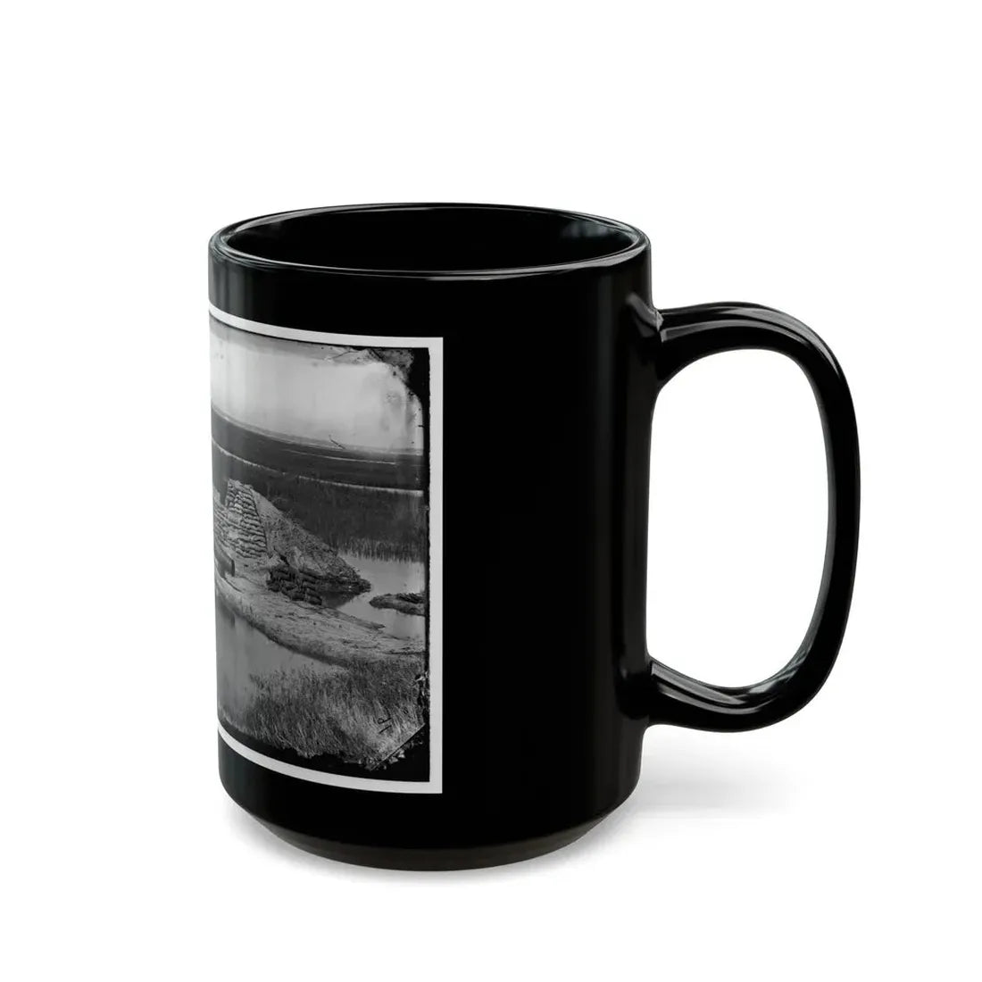 Morris Island, South Carolina. Battery Hays. One 8-Inch Parrot Rifle Dismounted. Breaching Battery Against Fort Sumter (U.S. Civil War) Black Coffee Mug - Go Mug Yourself