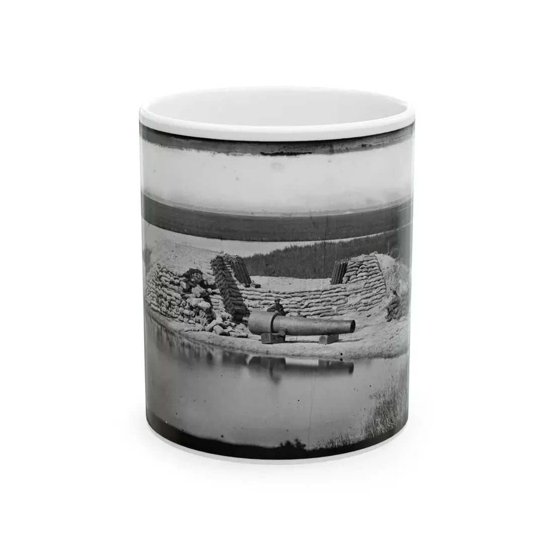 Morris Island, South Carolina. Battery Hays. One 8-Inch Parrot Rifle, Dismounted. Breaching Battery Against Fort Sumter (U.S. Civil War) White Coffee Mug 11oz - Go Mug Yourself
