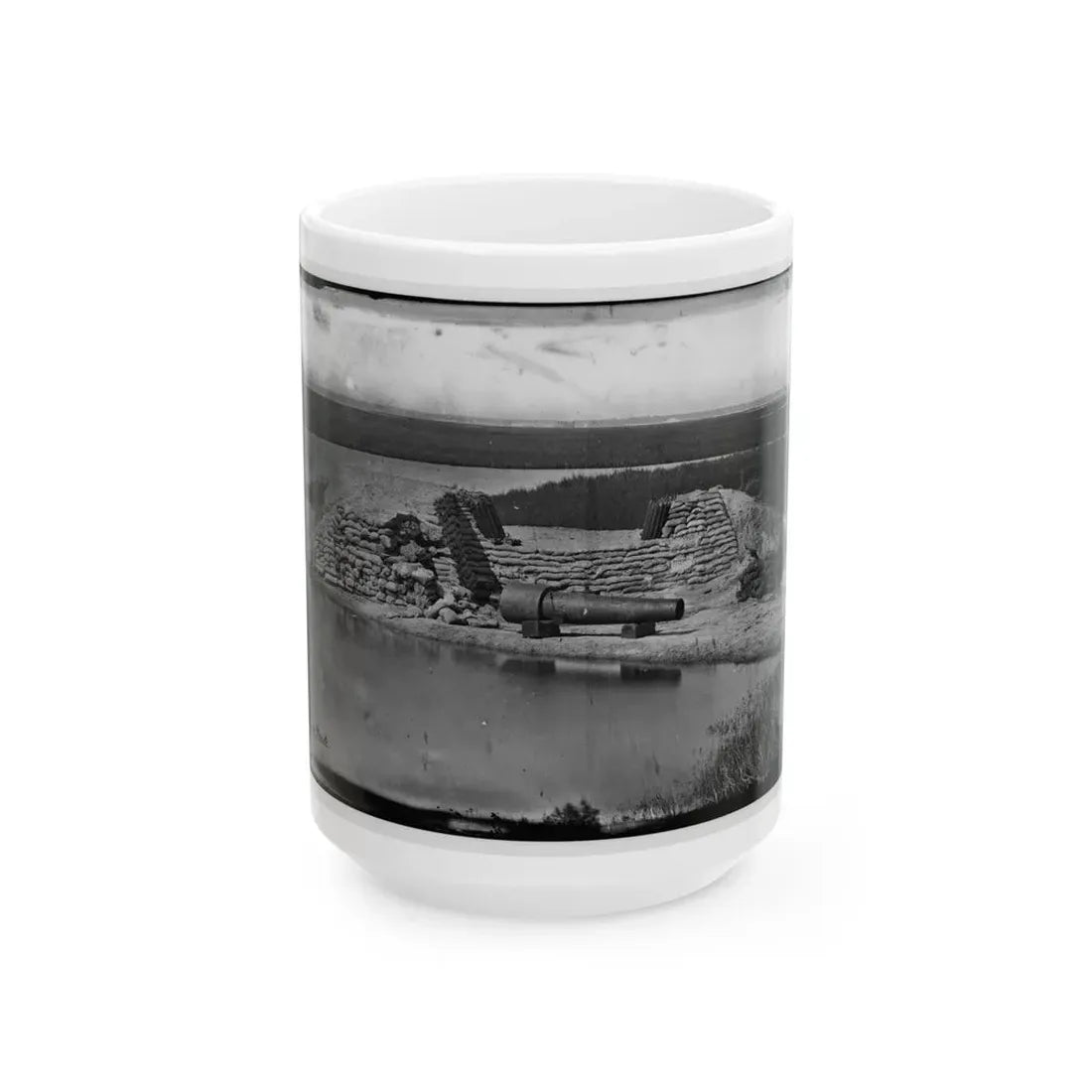Morris Island, South Carolina. Battery Hays. One 8-Inch Parrot Rifle Dismounted. Breaching Battery Against Fort Sumter (U.S. Civil War) White Coffee Mug 15oz - Go Mug Yourself