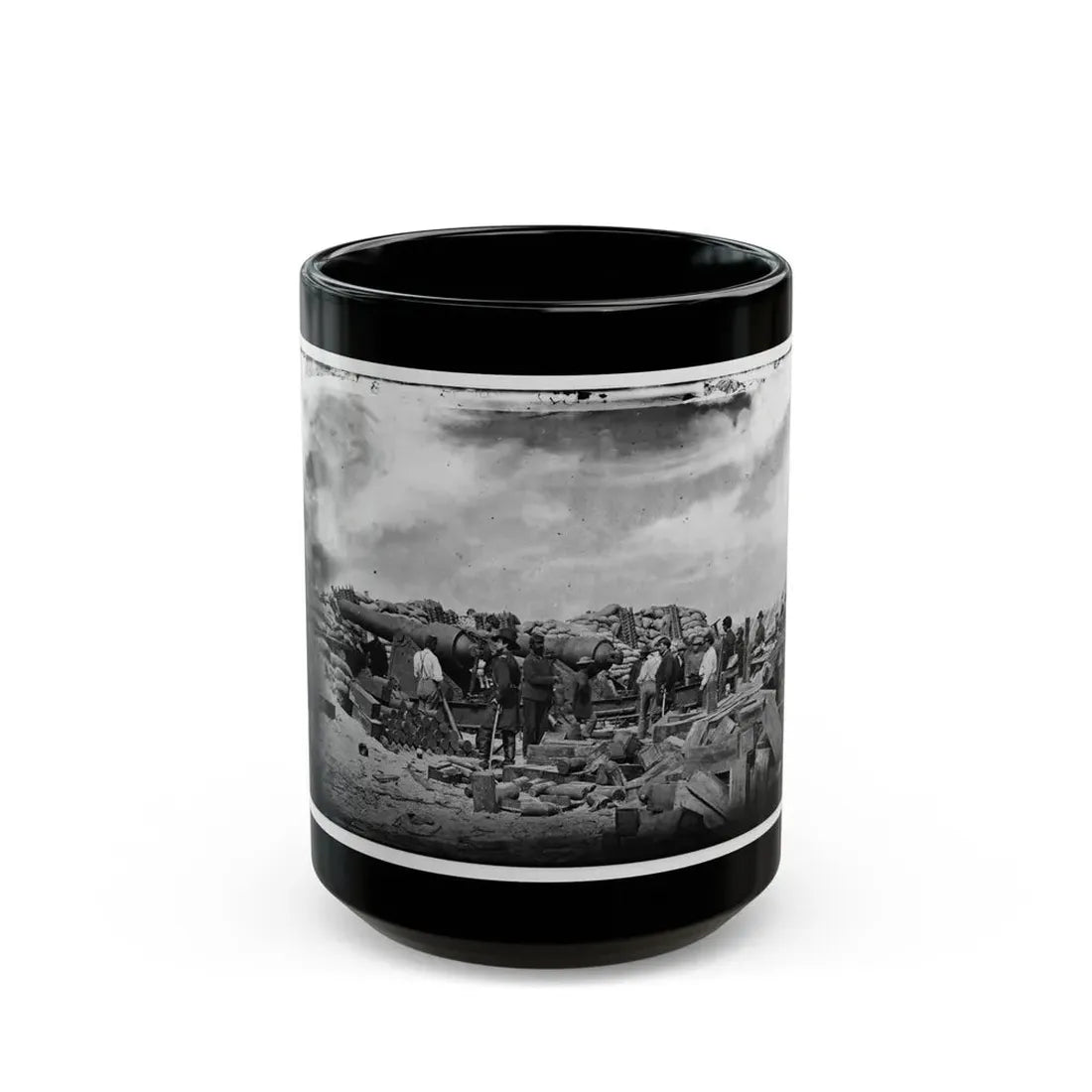 Morris Island, South Carolina. Battery Rosecrans. Three 100-Pounder Parrot Rifles. Breaching Battery Against Fort Sumter (U.S. Civil War) Black Coffee Mug 15oz - Go Mug Yourself