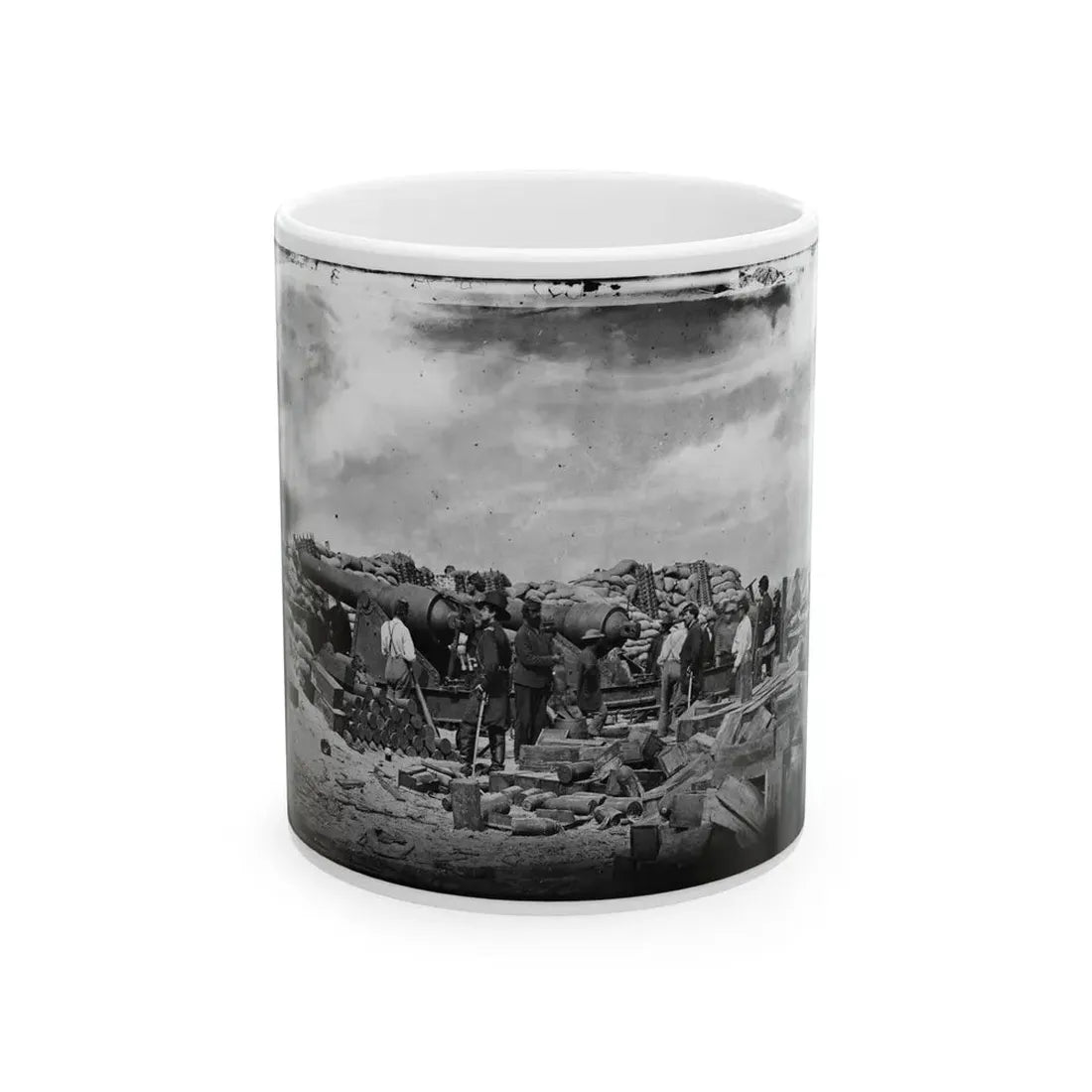 Morris Island, South Carolina. Battery Rosecrans. Three 100-Pounder Parrot Rifles. Breaching Battery Against Fort Sumter (U.S. Civil War) White Coffee Mug 11oz - Go Mug Yourself