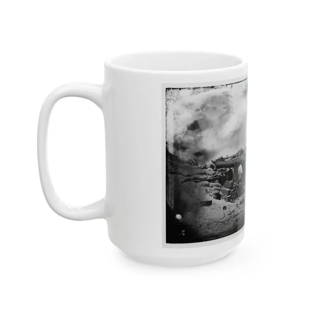 Morris Island, South Carolina. Battery Rosecrans. Three 100-Pounder Parrot Rifles. Breaching Battery Against Fort Sumter (U.S. Civil War) White Coffee Mug - Go Mug Yourself