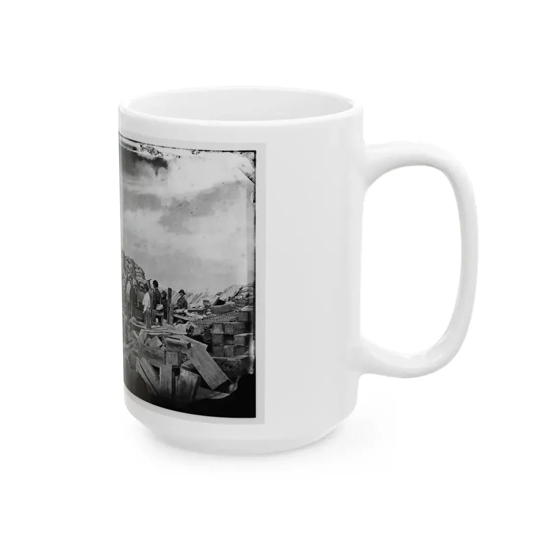 Morris Island, South Carolina. Battery Rosecrans. Three 100-Pounder Parrot Rifles. Breaching Battery Against Fort Sumter (U.S. Civil War) White Coffee Mug - Go Mug Yourself