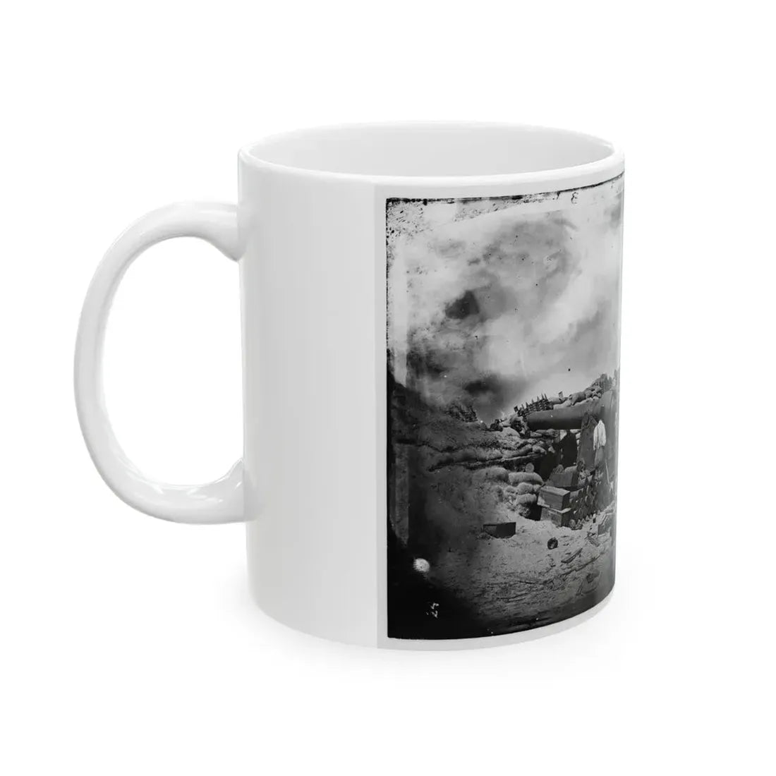 Morris Island, South Carolina. Battery Rosecrans. Three 100-Pounder Parrot Rifles. Breaching Battery Against Fort Sumter (U.S. Civil War) White Coffee Mug - Go Mug Yourself