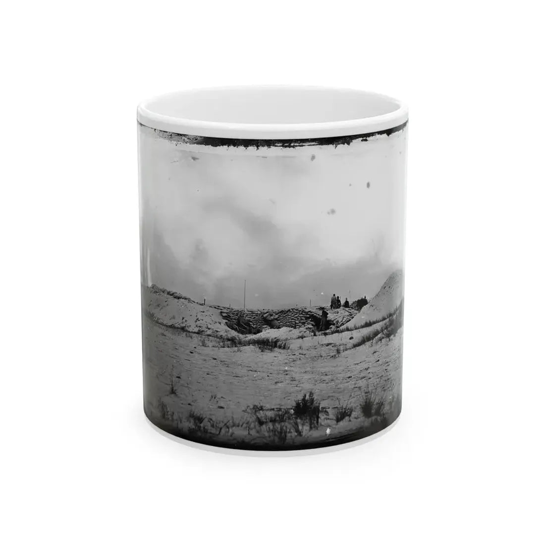 Morris Island, South Carolina. Battery Weed. Five 10-Inch Siege Mortars (U.S. Civil War) White Coffee Mug 11oz - Go Mug Yourself