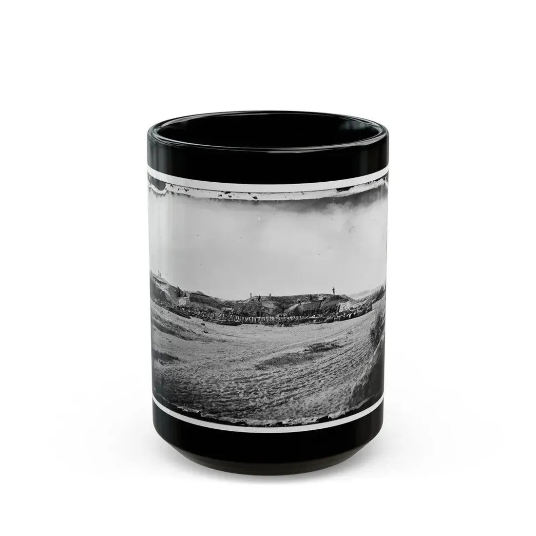 Morris Island, South Carolina. Fort Putnam, Formerly Confederate Battery Gregg (U.S. Civil War) Black Coffee Mug 15oz - Go Mug Yourself