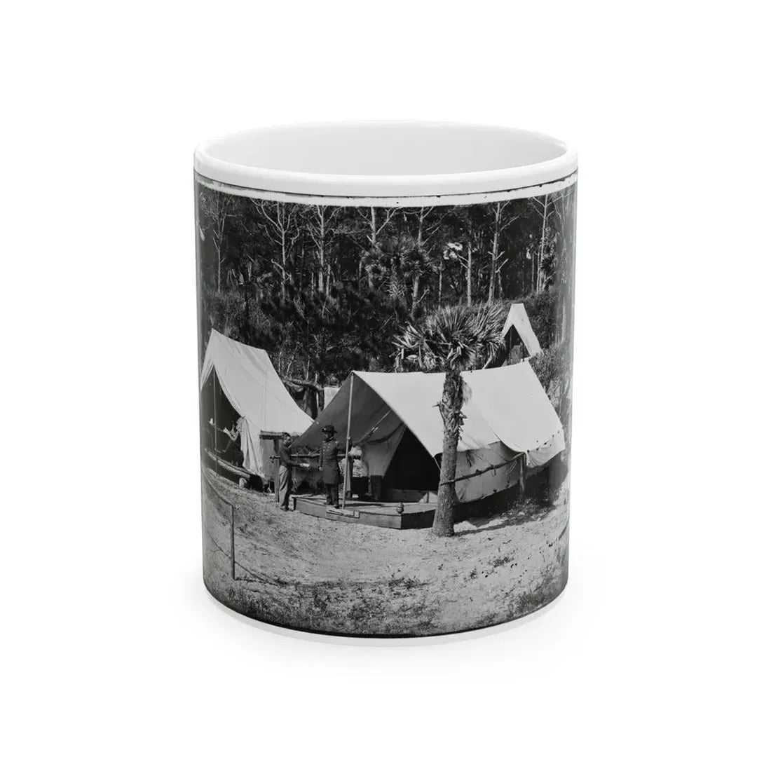 Morris Island, South Carolina. General Quincy A. Gillmore In Front Of His Tent 001 (U.S. Civil War) White Coffee Mug 11oz - Go Mug Yourself