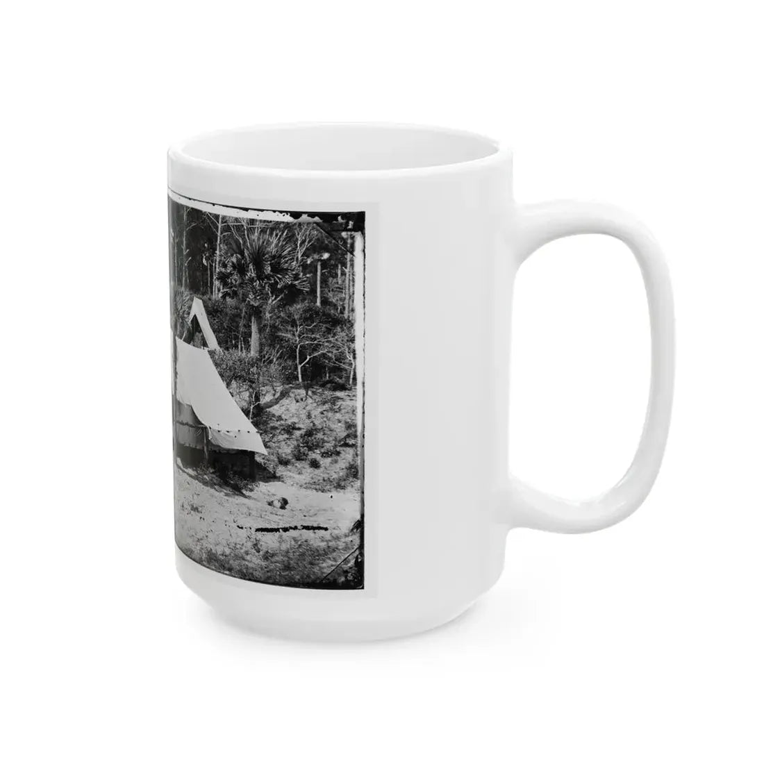 Morris Island, South Carolina. General Quincy A. Gillmore In Front Of His Tent 001 (U.S. Civil War) White Coffee Mug - Go Mug Yourself