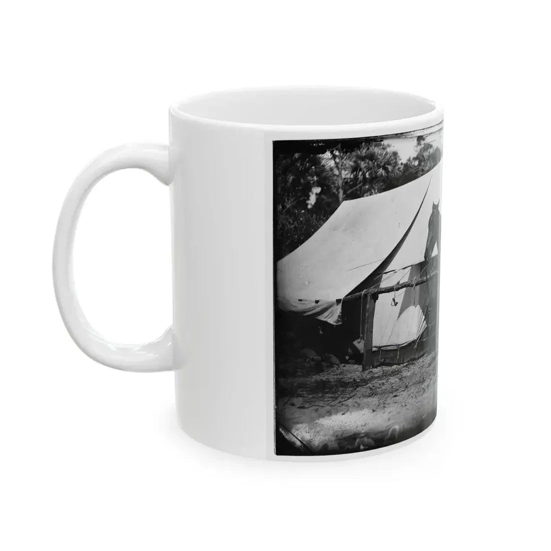 Morris Island, South Carolina. General Quincy A. Gillmore In Front Of His Tent (U.S. Civil War) White Coffee Mug - Go Mug Yourself