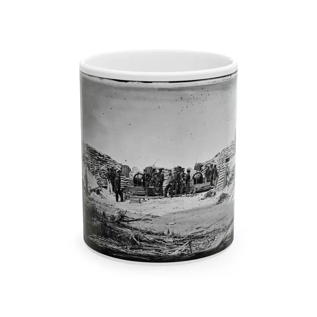 Morris Island, South Carolina. Naval Battery. Two 8-Inch Parrot Rifles. Breaching Battery Against Fort Sumter (U.S. Civil War) White Coffee Mug 11oz - Go Mug Yourself