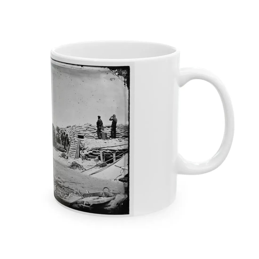 Morris Island, South Carolina. Naval Battery. Two 8-Inch Parrot Rifles. Breaching Battery Against Fort Sumter (U.S. Civil War) White Coffee Mug - Go Mug Yourself